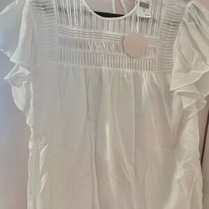 Chenault White Ruffle Sleeve Blouse